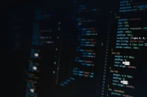 Web code on laptop screen photo.
