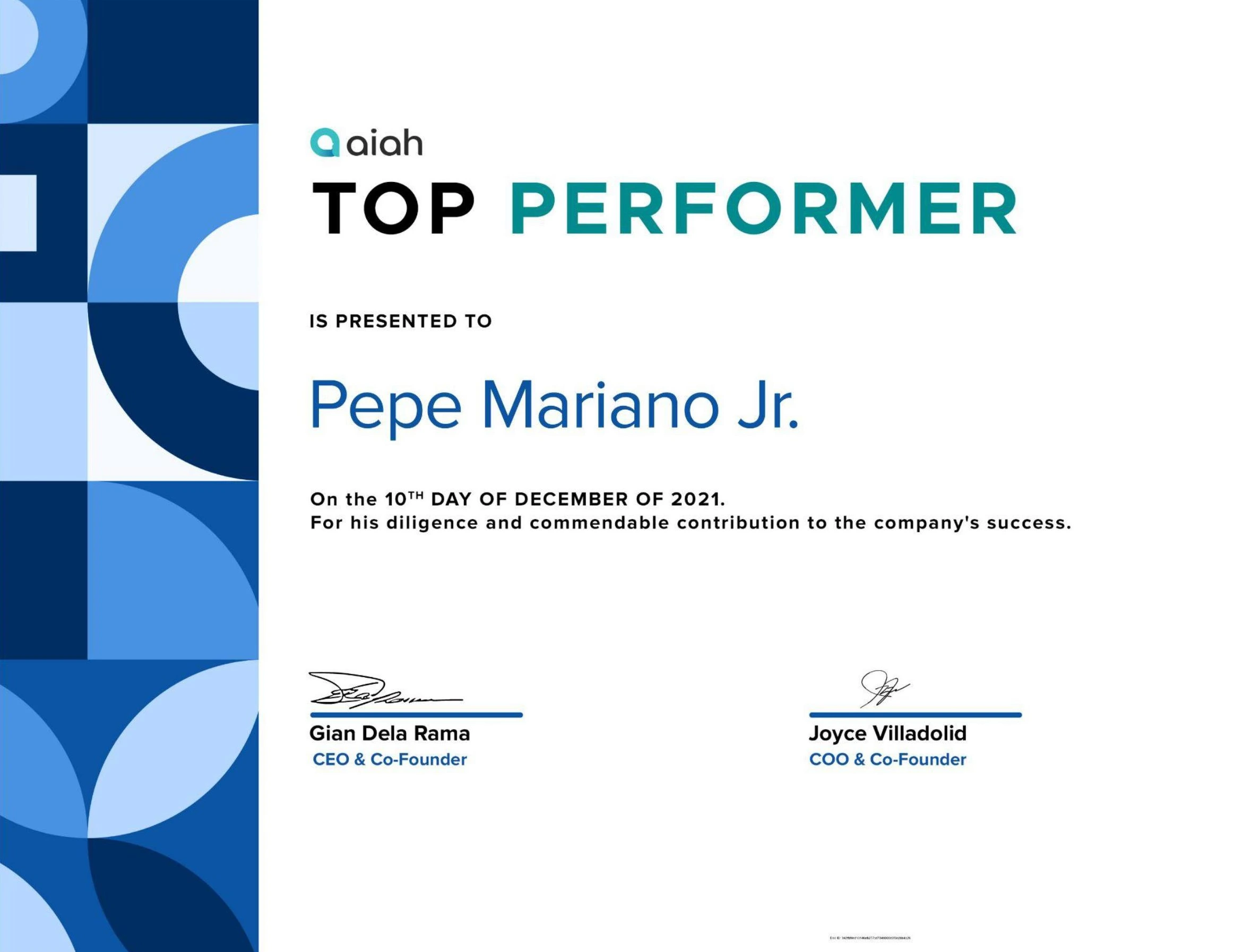 PGMJr Aiahs Top Performer Award Photo Copy